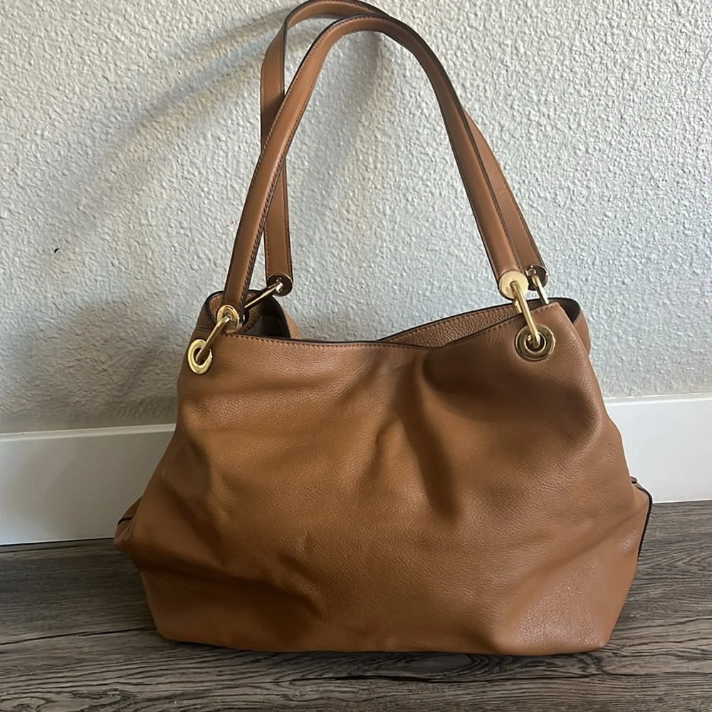 Michael Kors Purse Brown Raven Large Shoulder Bag Pebbled Leather - Picture 5 of 16